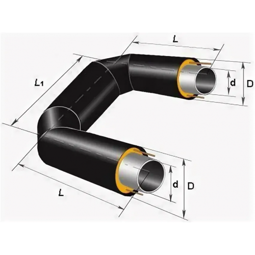 П-образный компенсатор ППУ ОЦ тип 2 Ст10 57х3х40,95х1000 мм ГОСТ 10705-80